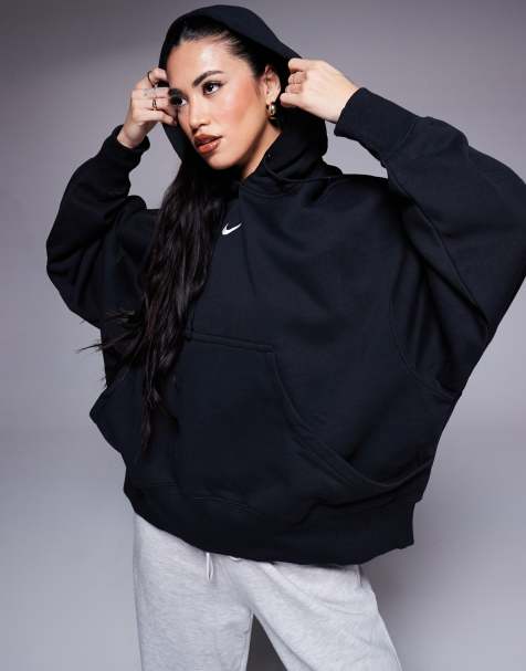 Nike Phoenix Fleece - Sweat à capuche ultra oversize à enfiler - Noir/blanc voile - view 1