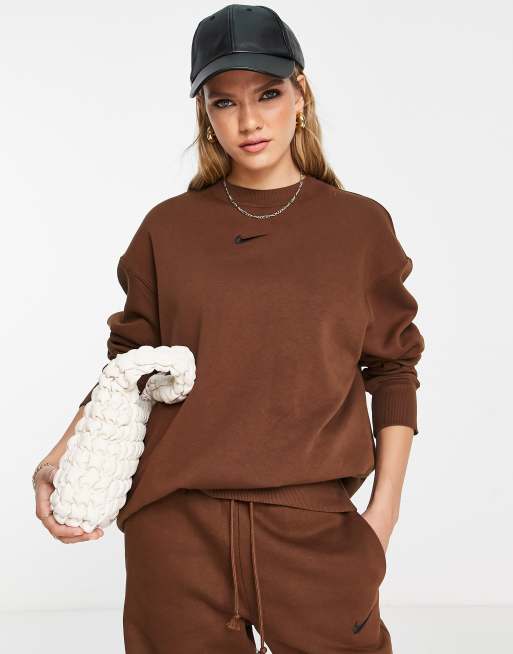 Nike Phoenix Fleece hoodie in brown, ASOS