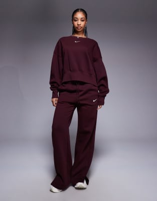 Nike - Phoenix Fleece - Sweatshirt in Burgunderrot mit Super-Oversize-Schnitt