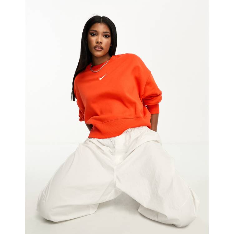 Nike sportswear women's essentials discount fleece cropped crew mantra orange