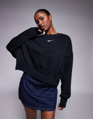 Nike - Phoenix Fleece - Sweatshirt in Schwarz mit extremer Oversize-Passform