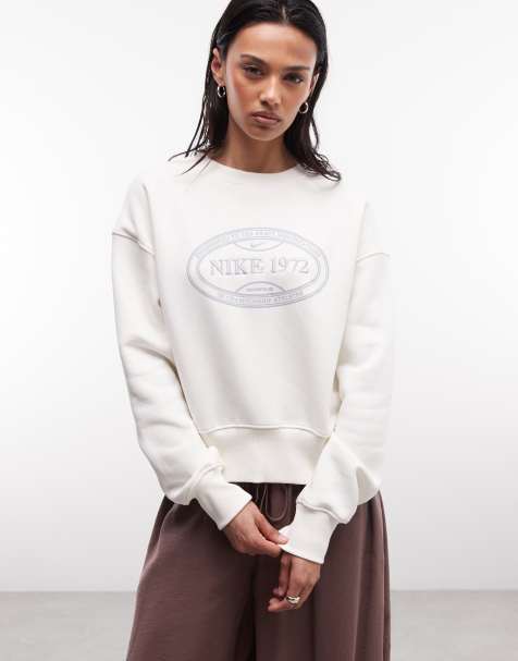 Nike Phoenix Fleece tennis graphic oversized sweatshirt in off white - view 1