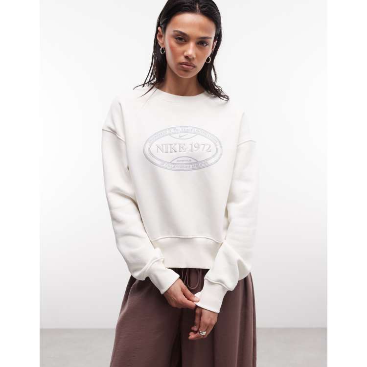 Nike Phoenix Fleece tennis graphic oversized sweatshirt in off
