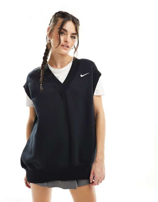 Nike Phoenix Fleece v neck sweatervest in black 