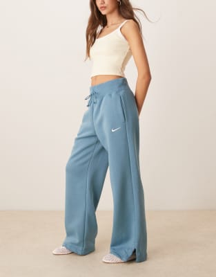 Nike Phoenix Fleece Wide Leg Sweatpants In Blue