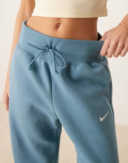 Nike Phoenix Fleece wide leg sweatpants in blue