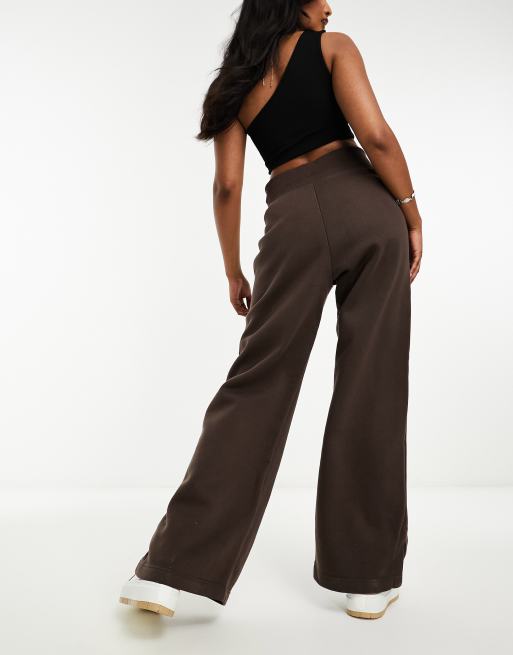 Nike Phoenix Fleece wide leg sweatpants in brown ASOS