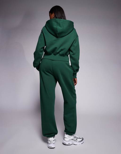 Nike – Phoenix Fleece – Zielone joggersy oversize z wysokim stanem i ściągaczami, 2 z 5