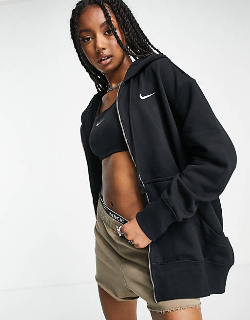 Nike Phoenix Fleece zip hoodie in black | ASOS