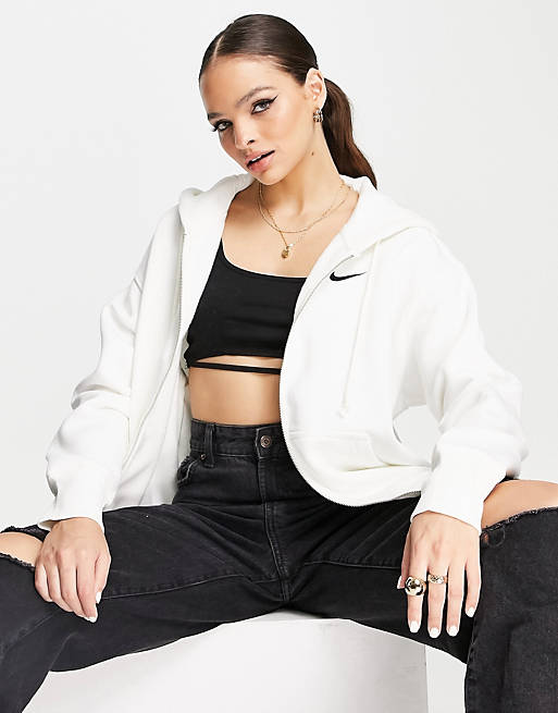 Nike Phoenix Fleece zip hoodie in white | ASOS