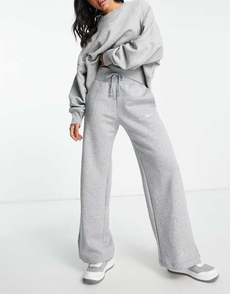 Nike - Phoenix - Joggingbroek van fleece met hoge taille en wijde pijpen in grijs - view 1