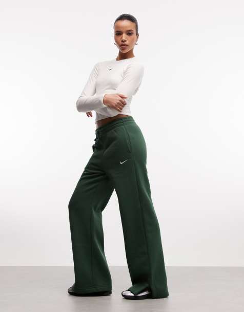 Nike - Phoenix - Joggingbroek van fleece met hoge taille en wijde pijpen in groen - view 1