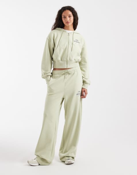 Nike - Phoenix - Joggingbroek van fleece met hoge taille en wijde pijpen in kaki - view 1