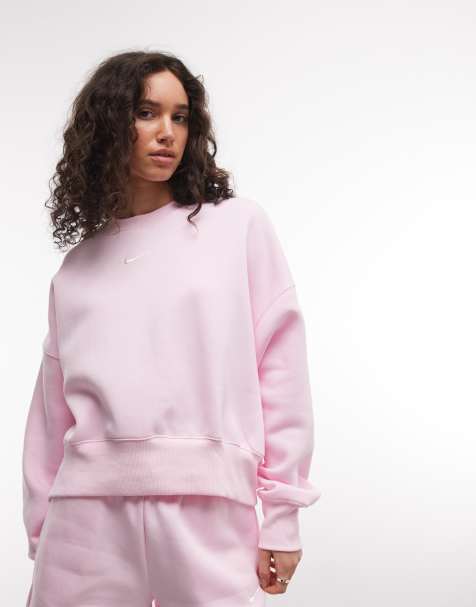 Nike – Phoenix – Ljusrosa sweatshirt i fleece och oversized fit - view 1