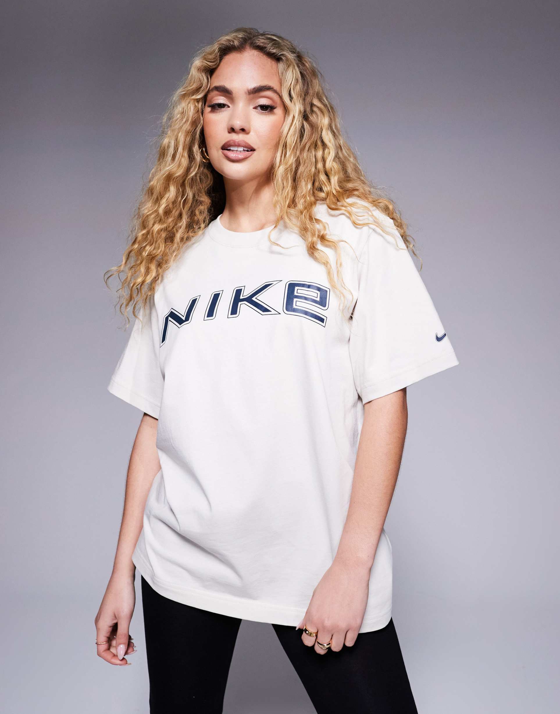 nike phoenix logo t-shirt in beige