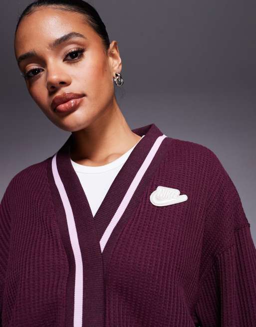 Nike Phoenix NSW preppy cardigan in burgundy | ASOS