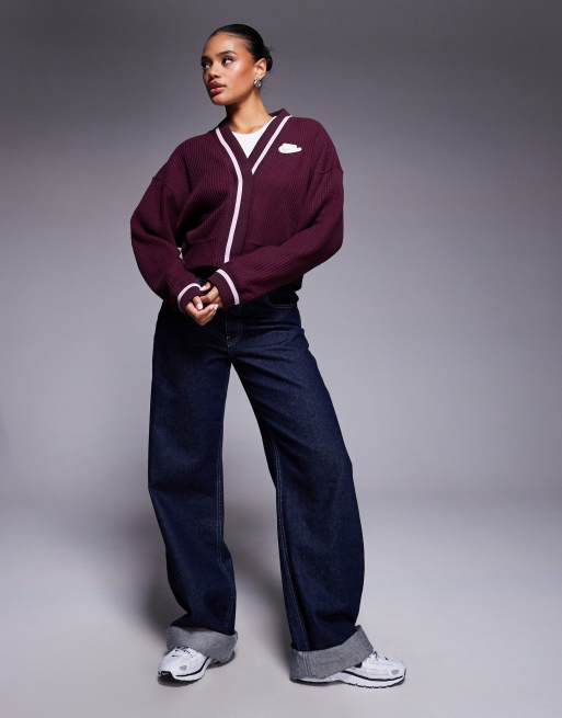Nike Phoenix NSW preppy cardigan in burgundy | ASOS