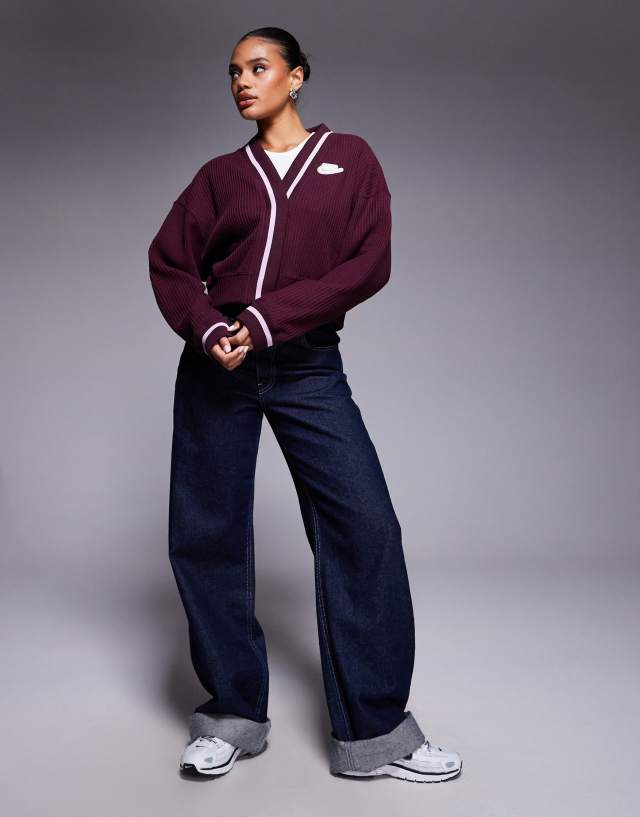 トップス Unlikely Air Force Sweater ovy kaja Nike Phoenix NSW preppy cardigan in burgundy | ASOS