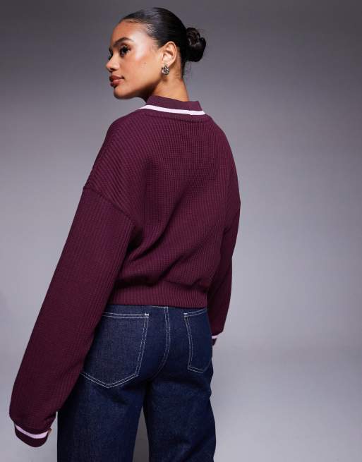 【PINUE】マルチカラーニットタンク（DARKRED×MINT） Nike Phoenix NSW preppy cardigan in burgundy | ASOS