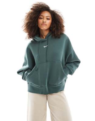 Nike - Phoenix - Oversize-Kapuzenpullover aus Fleece in Grün