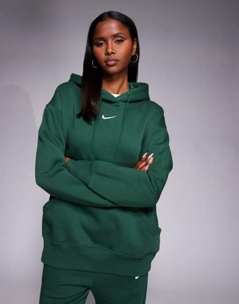 Nike – Phoenix – Oversize-Kapuzenpullover aus Fleece in Grün - view 1