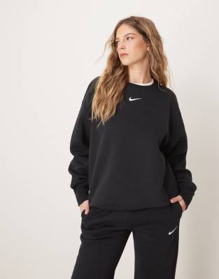 Nike - Phoenix - Oversize-Sweatshirt in Schwarz mit Rundhalsausschnitt