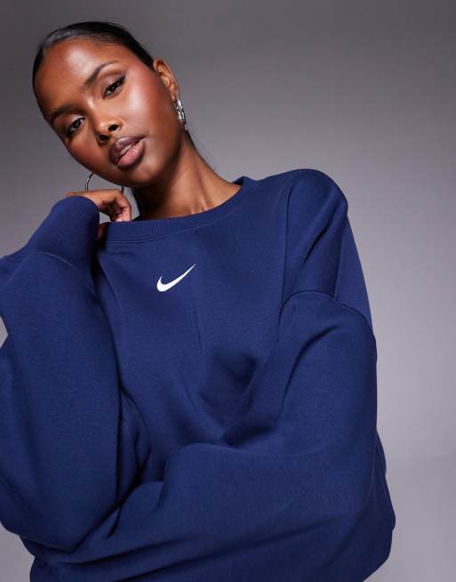 Nike - Phoenix - Oversized fleece sweatshirt in marineblauw, 4 van 4