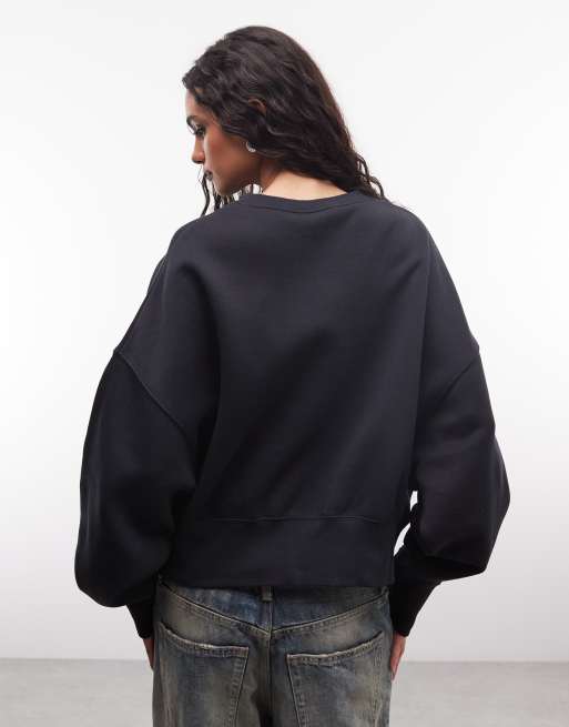 Nike - Phoenix - Oversized fleece sweatshirt in zwart, 4 van 4