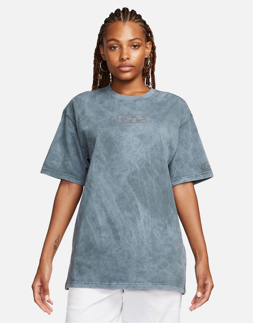 Nike Phoenix Oversized T-shirt In Washed Blue-black