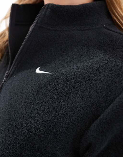 Nike Phoenix Plush half zip long sleeve top in black