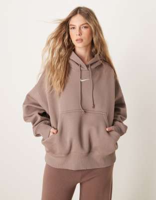 Nike - Phoenix - Super-Oversize-Kapuzenpullover in Braun