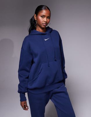 Nike - Phoenix - Sweat à capuche oversize en polaire - Bleu marine