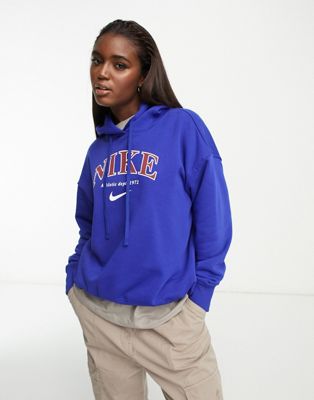 Nike - Phoenix - Sweat à capuche unisexe en polaire avec inscription style universitaire - Bleu roi