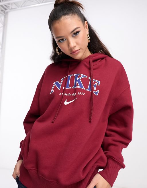 Nike - Phoenix - Sweat à capuche unisexe style universitaire en polaire -  Rouge campus