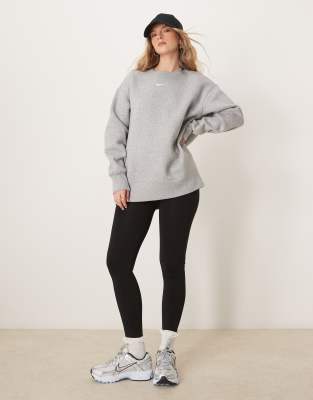 Nike - Phoenix - Sweat long oversize en molleton - Gris