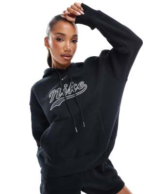 Nike Phoenix - Trend - Fleece-Kapuzenpullover in Schwarz mit Logo