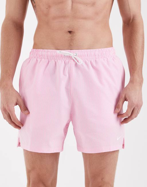 Nike - Pink 5-tommer volley-badeshorts i seersucker, 4 af 5