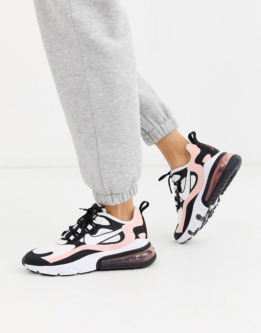 Nike pink and black Air Max 270 React trainers-White