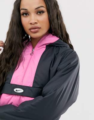 nike black pullover fleece lined jacket