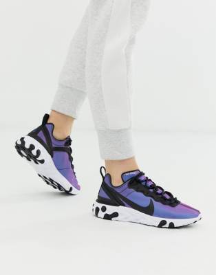 nike pink and black react element 55 sneakers