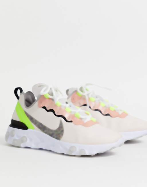 Nike Pink And Green React Element 55 Sneakers Asos