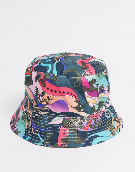 Nike pink and printed reversible bucket hat