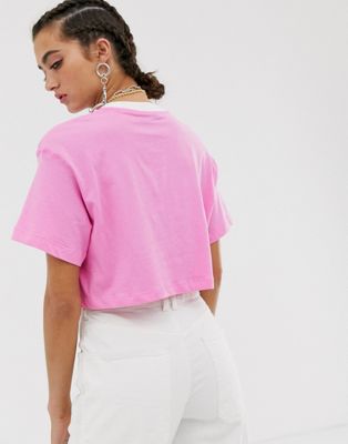 Nike pink embroidered swoosh crop top 