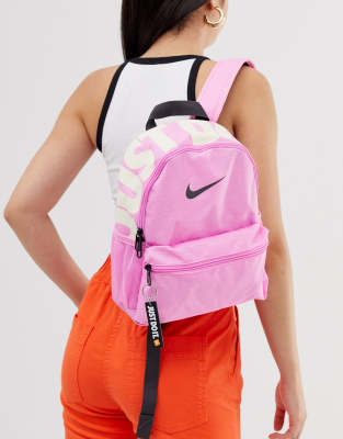 nike pink just do it logo mini backpack