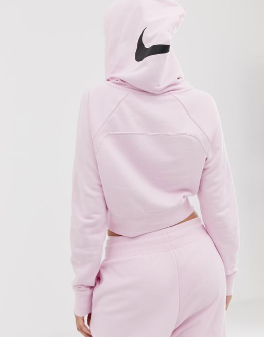 Nike swoosh crop discount hoodie in pink