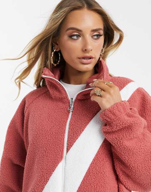 Big Teddy Vibes Plush Fleece Jacket, Pink / 18MON