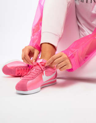 pink suede nike cortez