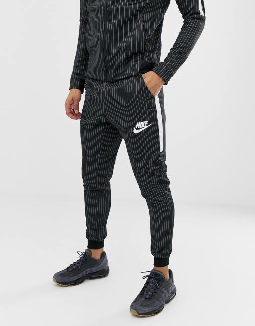 Nike pinstripe joggers sales in black