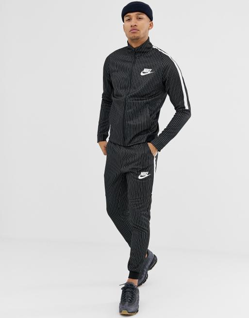 Nike pinstripe joggers sales in black