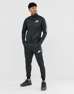 Nike Pinstripe Track Jacket In Black 